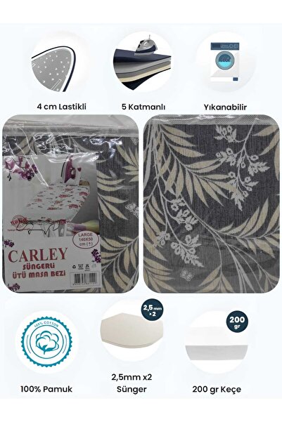 Mucha 140 x 50 Lastikli Kalın Keçeli Yıkanabilir Ütü Masası Bezi Kılıf Örtü