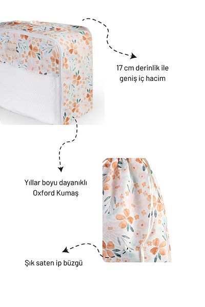 Valoa Bloom 3-Piece Oxford Fabric Suitcase Organizer Set