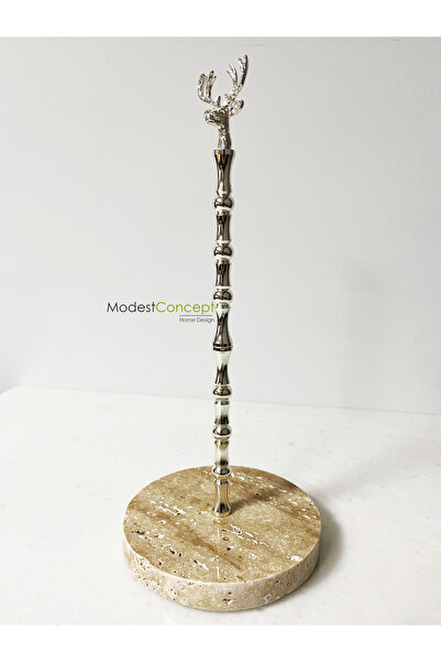 Modestmar Traverten Mermer Havluluk Gümüş Geyik Kafası Objeli