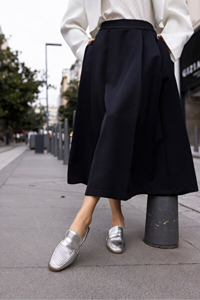 ANGELİNA JONES BRUGE ЖІНОЧІ СРІБНІ КЛІПИ ДЕТАЛЬ ЗІ Справжньої ШКІРИ LOAFER ВЗУТТЯ