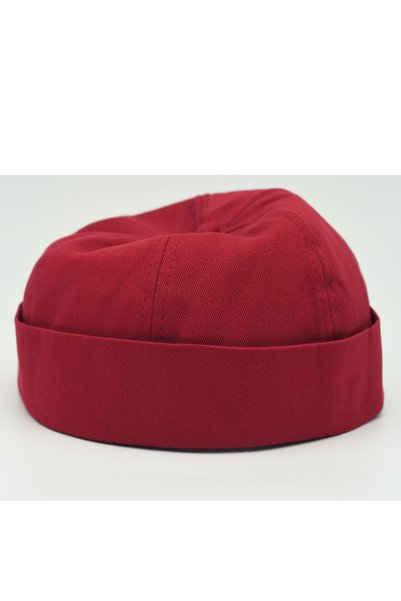şapkadan قبعة رجالية من Hiphop Skullcap Docker 100% قطن باللون الأحمر الداكن