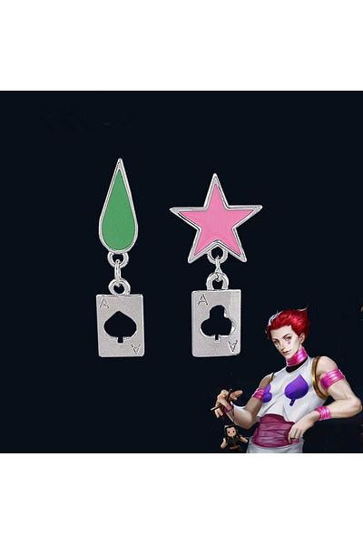 FG KONNİCHİWA Anime Hunter X Hunter Hisoka Morow Symbols Steel Earrings COSPLAY PAIR