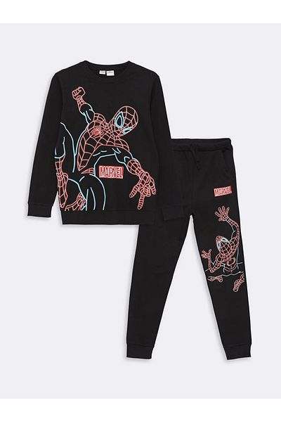 LC Waikiki LCW Kids Crew Neck Spiderman Printed Long Sleeve Boys T-Shirt and Sweatpants
