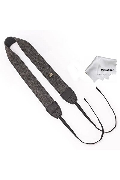 Tianya Tüm DSLR ve Aynasız Fotograf Makineleri için Retro Vintage Gri Siyah Omuz Boyun Askısı Neck Strap