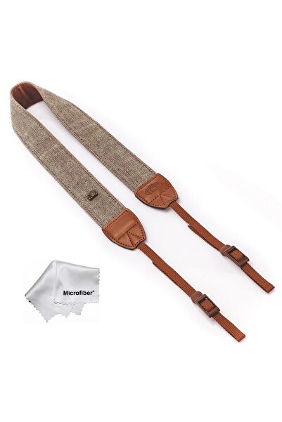 Tianya Tüm DSLR ve Aynasız Fotograf Makineleri için Retro Vintage Kahverengi Omuz Boyun Askısı Neck Strap