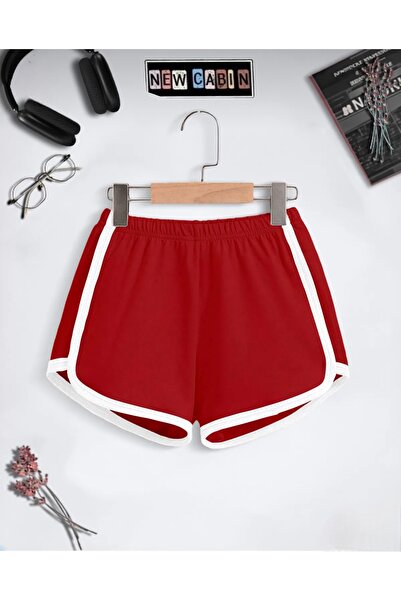 NewCabin Mini pantaloni scurti din bumbac pieptănat cu nervuri colorate, slim...