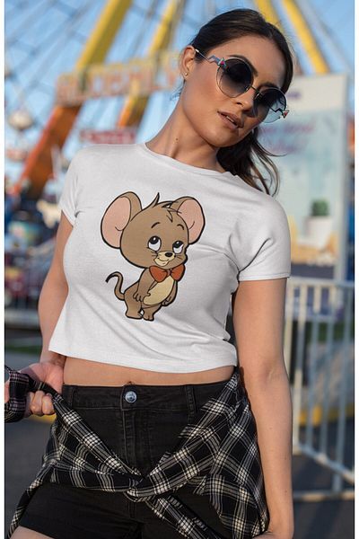 Fuddy Moda Τζέρι εμπριμέ Crop Top, Μπλούζα με στάμπα χαρακτήρων κινουμένων σχεδίων