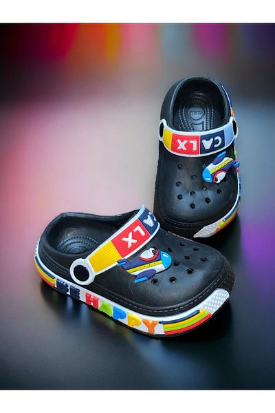 Calx Sandale negre cu figurine neagră Papuci Crocs
