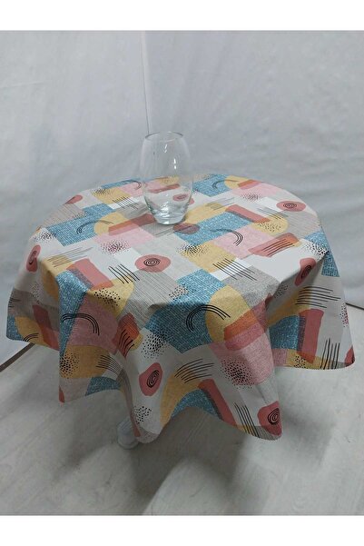 Herseyygüzell Față de masă rotundă din pânză uleioasă ștergabilă cu diametrul de 140 cm