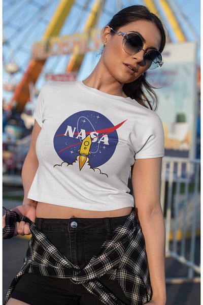 Fuddy Moda Crop Top imprimat NASA