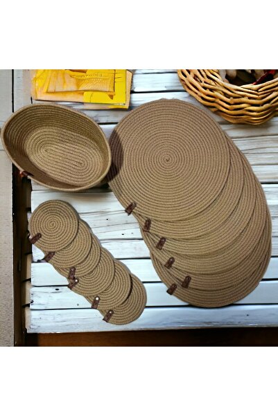 NAYS HOME Dekoratif Jüt Dokuma Supla Amerikan Servisi Takım
