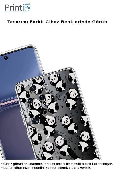 PrintiFy Xiaomi Redmi Note 11R Compatible Camera Protected Panda Design Transparent Silicone Case