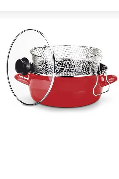 FAYA HOME Enamel Red Frying Pot 26 cm