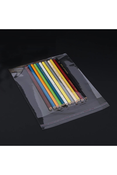 BossPack Şeffaf Bantlı Poşet (16x30 Cm) Parlak Jelatin Poşet (100 Adet)