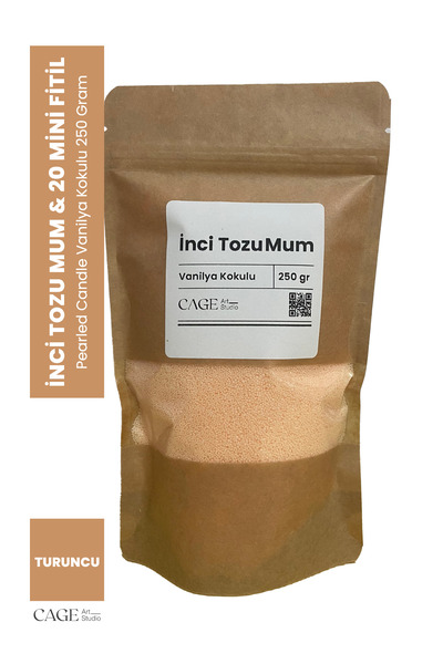 Cageartstudio Organik İnci Tozu Mum ( 20 Adet Fitil ile ) Vanilya Aromalı 250 gr - Sonsuzluk ve Romantik Mumları