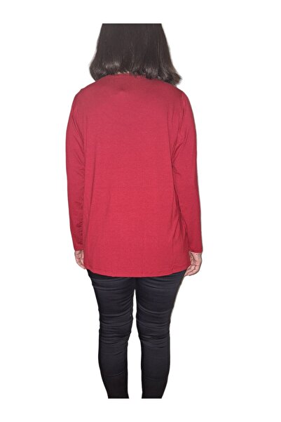 HaiModa Anne Penye Bluz Uzun Kol V Yaka Taş Süslemeli