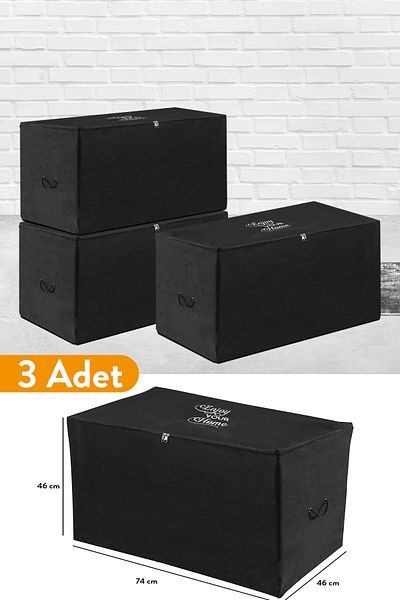 Serstil 3 части - Голяма черна чанта за съхранение - 74 x 46 x 46 см