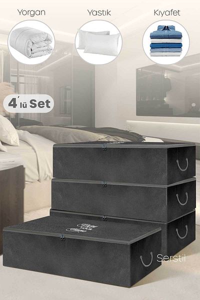 Serstil 4 броя - черна чанта за съхранение Mega Size Base 74 x 46 x 22 см