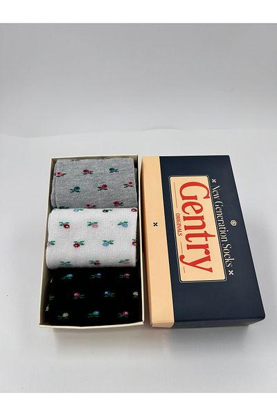 gentry Кутия с брокатени флорални бамбукови дамски чорапи (3 броя)