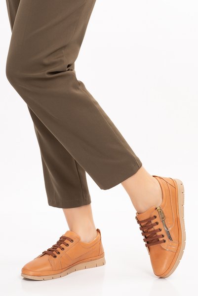Windy Shoes Women's Brown Genuine Leather Orthopedic Classic Casual Shoes