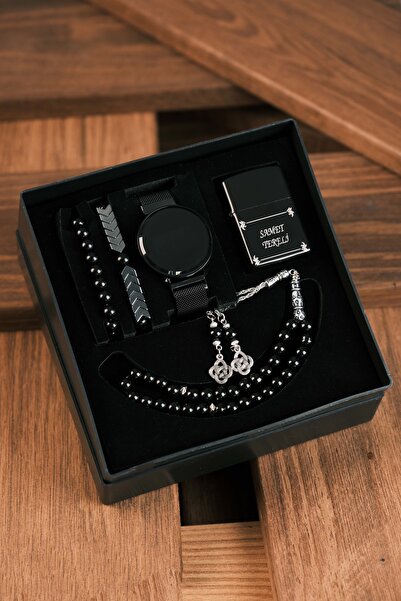 wesscollection Dijital Erkek Kol Saati Çakmak Tesbih Bileklik Seti