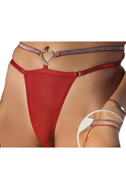 CENSEY Kırmızı Önü Kalp Detaylı String Külot