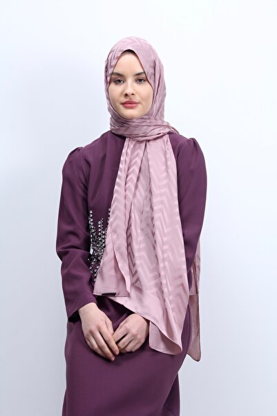 m moon scarf Şal Jacquard Silky Zigzag - Liliac