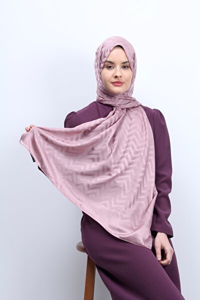 m moon scarf Şal Jacquard Silky Zigzag - Liliac