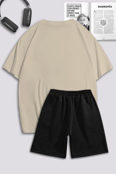 macklin Unisex Γυναικείες ανδρικές φόρμες Tom and Jerry με λουλουδάτο εμπριμέ ειδικό σχέδιο Oversize Σετ μπλουζάκι και σορτς