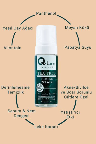 Q Lune Green Tea Tree Anti-Acne Facial Cleansing Foam 150ml (TEA TREE FOAMING FACE WASH)