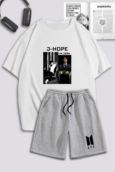 macklin Unisex Γυναικείες ανδρικές φόρμες J Hope BTS με τυπωμένο προσαρμοσμένο σχέδιο Oversize Σετ φούτερ και σορτς
