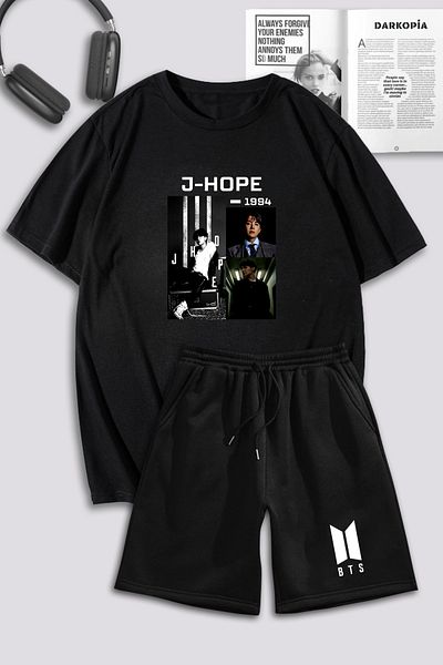 macklin Unisex Γυναικείες ανδρικές φόρμες J Hope BTS με τυπωμένο προσαρμοσμένο σχέδιο Oversize Σετ φούτερ και σορτς
