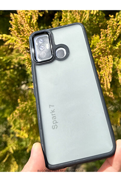 Fibaks Tecno Spark 7 - 7t Compatible Case Metal Frame Precise Button Colorful Frosted Transparent Cover