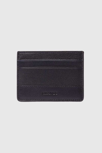 Grande 747 Genuine Leather Slim Horizontal Card Holder Natural Navy Blue