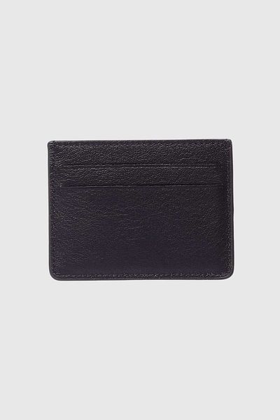 Grande 747 Genuine Leather Slim Horizontal Card Holder Natural Navy Blue