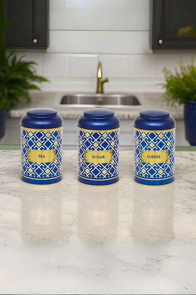 EVLE Efb04h1 Cylinder Storage Container Ø105 Set of 3, Turkish Blue Set