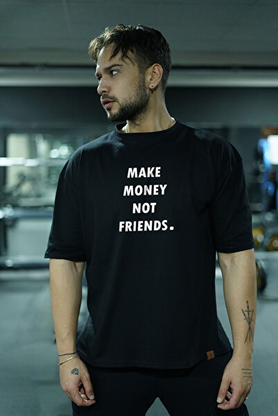 Oxlade Makemoneynotfriends. Tricou oversize relaxat pentru bărbați, negru, si...