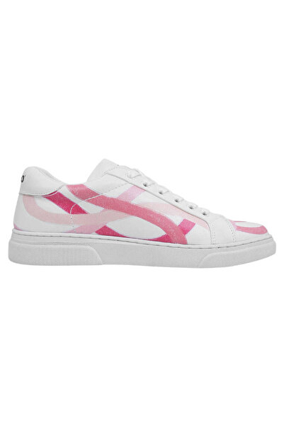 Dogo Women's Vegan Leather White Sneakers - Pink Paradise Design