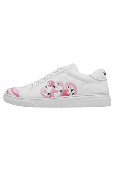 Dogo Women's Vegan Leather White Sneakers - Pink Paradise Design