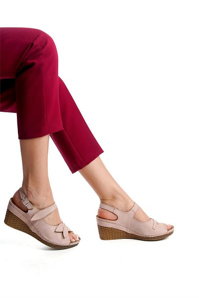 Ayakkabı Fuarı Elite Sry9988N Women's Wedge Heel Sandals Powder
