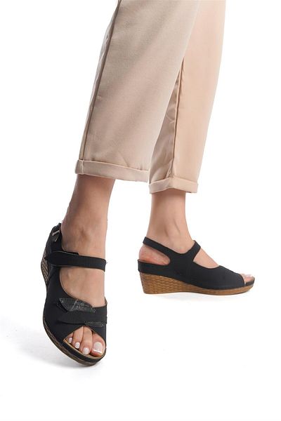 Ayakkabı Fuarı Elite Sry9988N Women's Wedge Heel Sandals Black