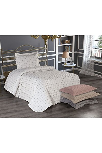 White One Home Yıldız Çift Kişilik Kapitoneli Yatak Örtüsü Krem
