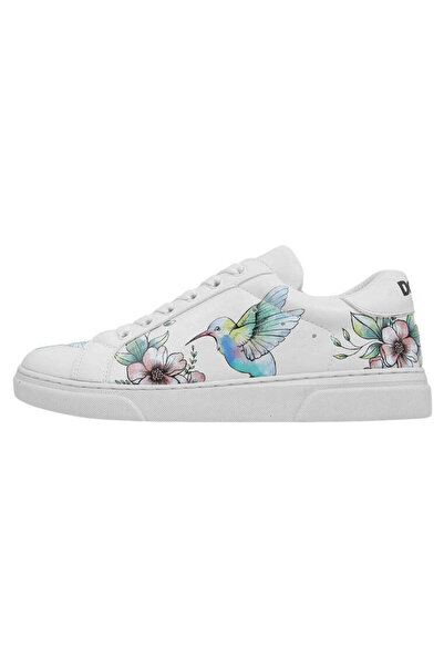 Dogo Women's Vegan Leather White Sneakers - As Free As a Bird Design