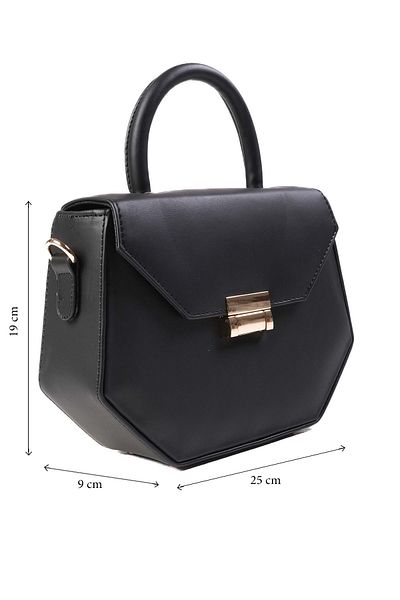 Mio Gusto Black Color Women's Handbag with Lock Accessory