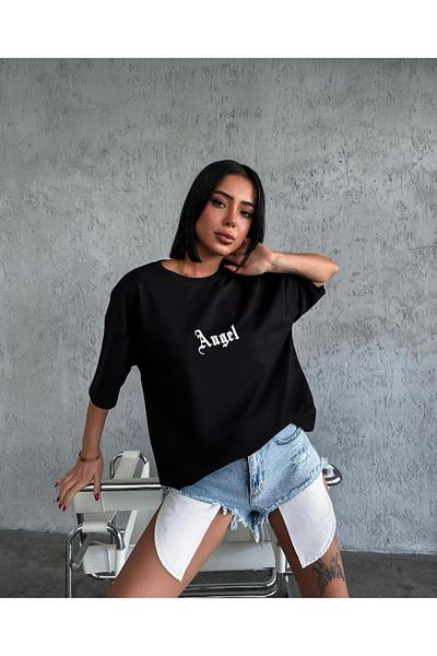 Machetta Tricou unisex cu mânecă scurtă, 100% bumbac, imprimat cu aripi de înger