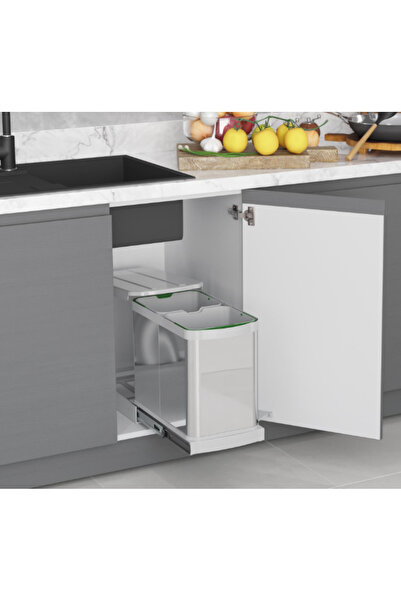 STARAX 12+12L Closed Mounted Telescopic Rail Trash Can