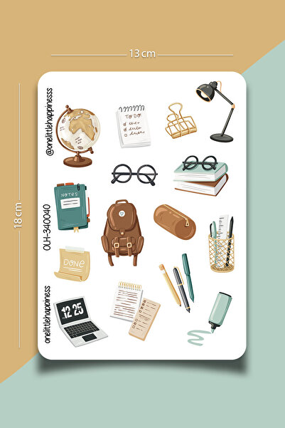 One Little Happiness Study Temalı Sticker Seti | Bullet Journal Sticker | Def...
