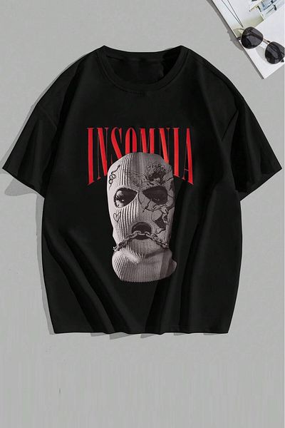 MODAGEN Μπλουζάκι Unisex Insomnia εμπριμέ μαύρο oversize
