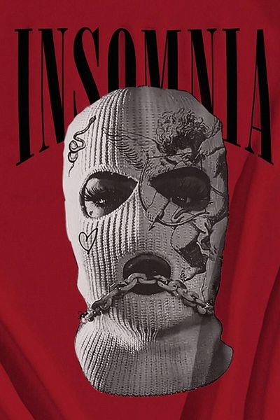 MODAGEN Μπλουζάκι Unisex Insomnia με στάμπα κόκκινου μεγάλου μεγέθους