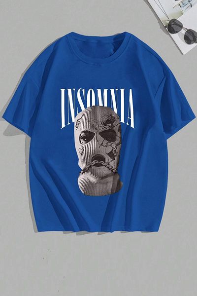 MODAGEN Tricou oversize albastru cu imprimeu Insomnia unisex